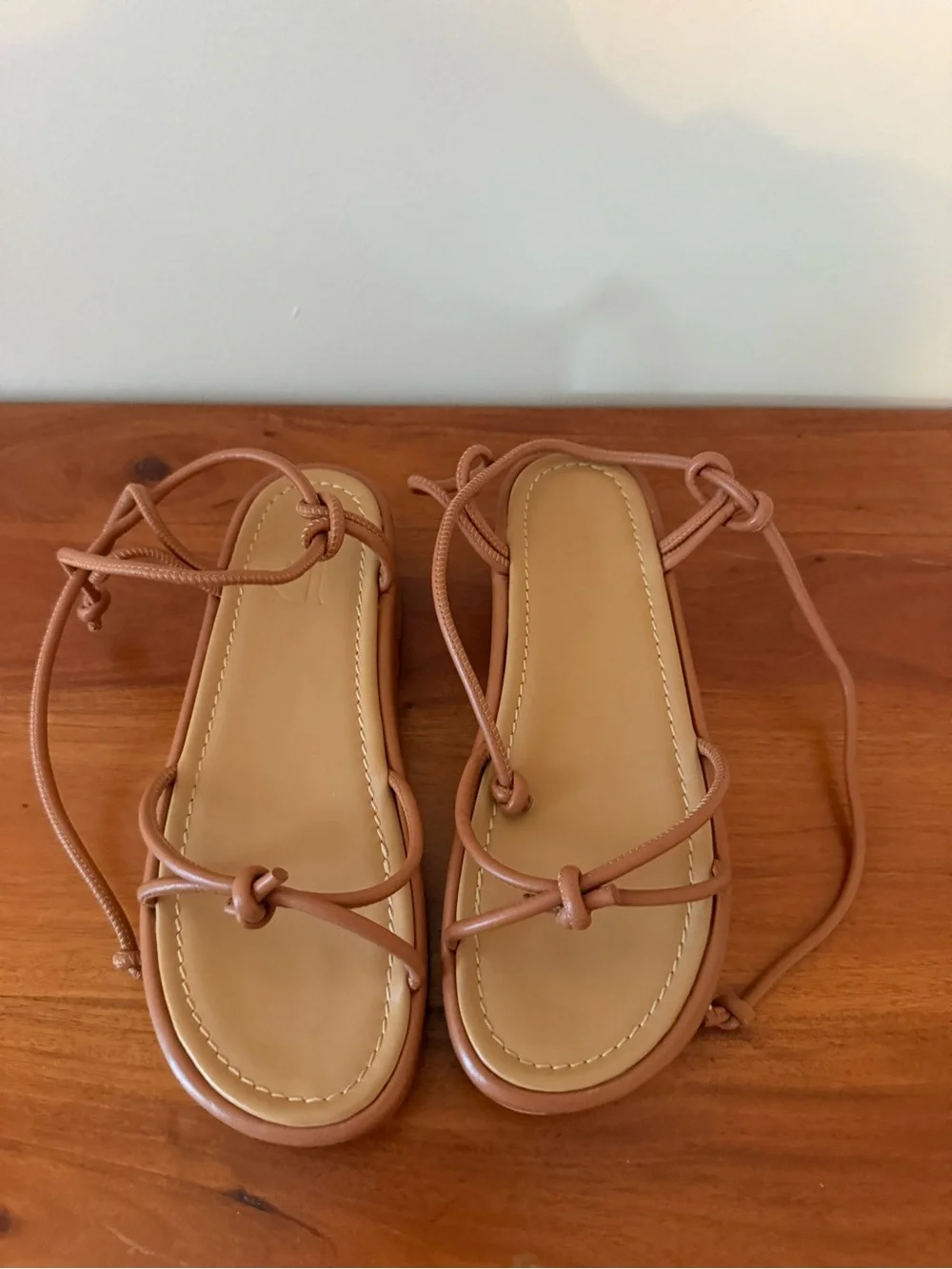 Flattered Tan Knot-Strap Platform Sandals